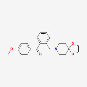 molecular formula C22H25NO4 B1343406 2-[8-(1,4-Dioxa-8-azaspiro[4.5]decyl)methyl]-4'-methoxy benzophenone CAS No. 898755-82-3