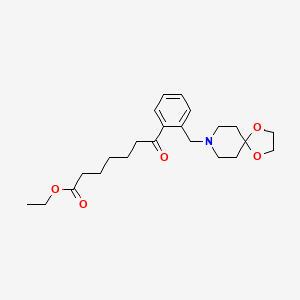 molecular formula C23H33NO5 B1343407 Ethyl 7-[2-(1,4-dioxa-8-azaspiro[4.5]decan-8-ylmethyl)phenyl]-7-oxoheptanoate CAS No. 898781-32-3