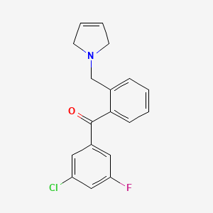 molecular formula C18H15ClFNO B1343414 (3-Chloro-5-fluorophenyl)(2-((2,5-dihydro-1H-pyrrol-1-yl)methyl)phenyl)methanone CAS No. 898763-66-1