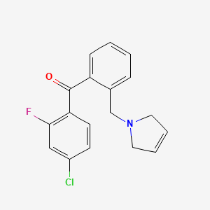 molecular formula C18H15ClFNO B1343415 (4-Chloro-2-fluorophenyl)(2-((2,5-dihydro-1H-pyrrol-1-yl)methyl)phenyl)methanone CAS No. 898763-68-3