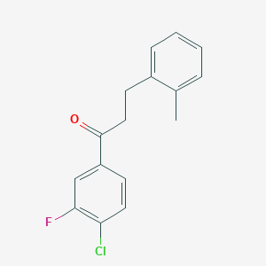 molecular formula C16H14ClFO B1343424 4'-氯-3'-氟-3-(2-甲苯基)丙基苯甲酮 CAS No. 898789-64-5