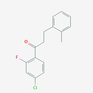 molecular formula C16H14ClFO B1343425 4'-氯-2'-氟-3-(2-甲基苯基)丙酮 CAS No. 898789-91-8