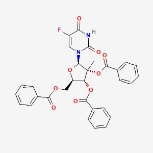 molecular formula C31H25FN2O9 B13434262 [(2R,3R,4R,5R)-3,4-dibenzoyloxy-5-(5-fluoro-2,4-dioxopyrimidin-1-yl)-4-methyloxolan-2-yl]methyl benzoate 