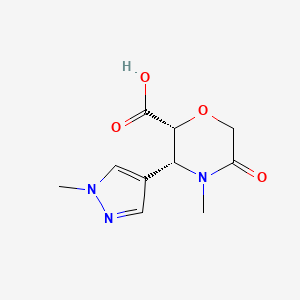 molecular formula C10H13N3O4 B13434276 Rac-(2r,3r)-4-methyl-3-(1-methyl-1h-pyrazol-4-yl)-5-oxomorpholine-2-carboxylic acid 