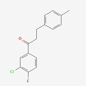 B1343429 3'-Chloro-4'-fluoro-3-(4-methylphenyl)propiophenone CAS No. 898768-93-9