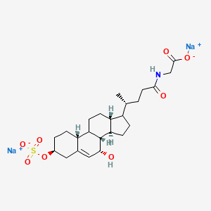 molecular formula C24H35NNa2O8S B13434377 disodium;2-[[(4R)-4-[(3S,7S,8S,10R,13R,14R)-7-hydroxy-3-sulfonatooxy-2,3,4,7,8,9,10,11,12,13,14,15,16,17-tetradecahydro-1H-cyclopenta[a]phenanthren-17-yl]pentanoyl]amino]acetate 