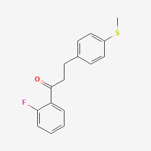 molecular formula C16H15FOS B1343444 2'-氟-3-(4-硫代甲苯基)丙酮 CAS No. 898781-51-6