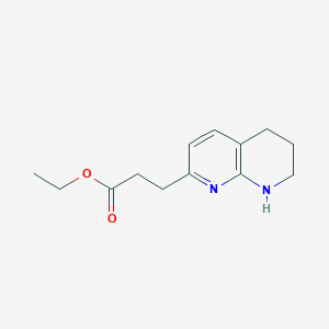 molecular formula C13H18N2O2 B1343447 Ethyl 3-(5,6,7,8-tetrahydro-1,8-naphthyridin-2-YL)propanoate CAS No. 312262-99-0