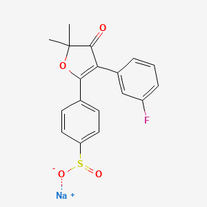 molecular formula C18H14FNaO4S B13434479 Sodium;4-[3-(3-fluorophenyl)-5,5-dimethyl-4-oxofuran-2-yl]benzenesulfinate 