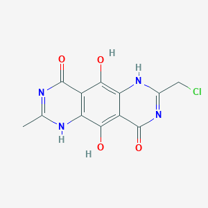 molecular formula C12H9ClN4O4 B134345 2-(Chloromethyl)-5,10-dihydroxy-7-methyl-1,6-dihydropyrimido[4,5-g]quinazoline-4,9-dione CAS No. 143430-48-2
