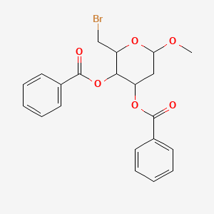 molecular formula C21H21BrO6 B13434511 [3-Benzoyloxy-2-(bromomethyl)-6-methoxyoxan-4-yl] benzoate CAS No. 18933-67-0