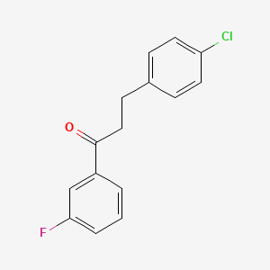 molecular formula C15H12ClFO B1343480 3-(4-Chlorophenyl)-1-(3-fluorophenyl)propan-1-one CAS No. 898787-91-2