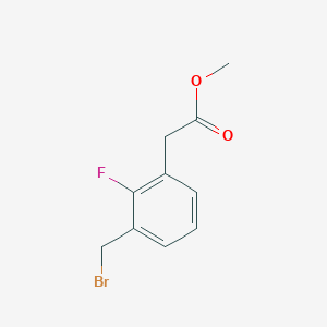 molecular formula C10H10BrFO2 B13434810 Methyl 3-(bromomethyl)-2-fluorophenylacetate 