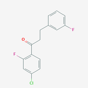 molecular formula C15H11ClF2O B1343486 4'-Chloro-2'-fluoro-3-(3-fluorophenyl)propiophenone CAS No. 898767-55-0