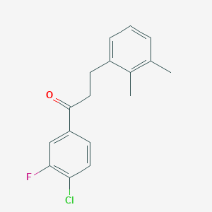 molecular formula C17H16ClFO B1343488 4'-氯-3-(2,3-二甲苯基)-3'-氟丙基苯甲酮 CAS No. 898792-92-2