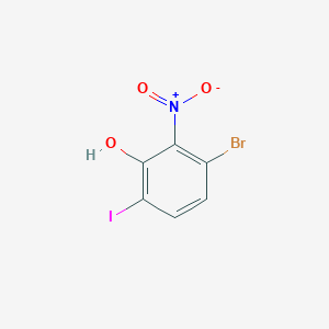 molecular formula C6H3BrINO3 B13434893 3-Bromo-6-iodo-2-nitrophenol 