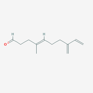 molecular formula C12H18O B13434905 (E)-4-Methyl-8-methylenedeca-4,9-dienal 