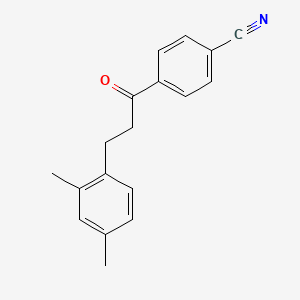 molecular formula C18H17NO B1343495 4'-Cyano-3-(2,4-dimethylphenyl)propiophenone CAS No. 898793-69-6