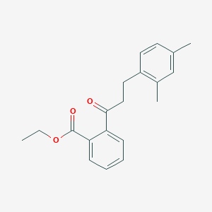 molecular formula C20H22O3 B1343496 2'-羧乙氧基-3-(2,4-二甲苯基)苯乙酮 CAS No. 898793-71-0