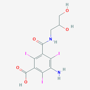 molecular formula C11H11I3N2O5 B134350 rac-5-Amino-N-(2,3-dihydroxypropyl)-2,4,6-triiodoisophthalamic acid CAS No. 111453-32-8