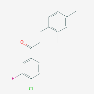 molecular formula C17H16ClFO B1343500 4'-Chloro-3-(2,4-dimethylphenyl)-3'-fluoropropiophenone CAS No. 898794-22-4