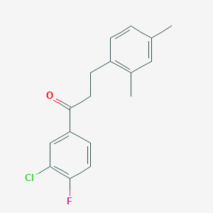 B1343501 3'-Chloro-3-(2,4-dimethylphenyl)-4'-fluoropropiophenone CAS No. 898794-24-6