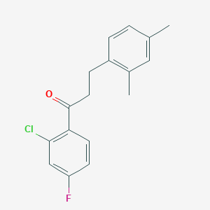 molecular formula C17H16ClFO B1343502 2'-Chloro-3-(2,4-dimethylphenyl)-4'-fluoropropiophenone CAS No. 898794-38-2