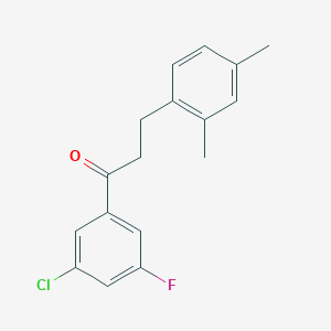molecular formula C17H16ClFO B1343503 3'-Chloro-3-(2,4-dimethylphenyl)-5'-fluoropropiophenone CAS No. 898794-40-6