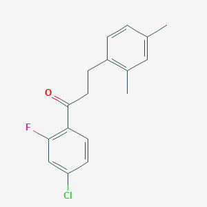 molecular formula C17H16ClFO B1343504 4'-Chloro-3-(2,4-dimethylphenyl)-2'-fluoropropiophenone CAS No. 898794-42-8