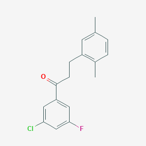 molecular formula C17H16ClFO B1343507 3'-Chloro-3-(2,5-dimethylphenyl)-5'-fluoropropiophenone CAS No. 898753-92-9