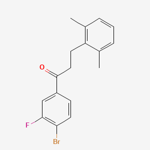 molecular formula C17H16BrFO B1343510 4'-Bromo-3-(2,6-dimethylphenyl)-3'-fluoropropiophenone CAS No. 898754-94-4
