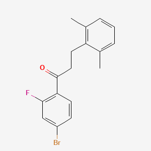 molecular formula C17H16BrFO B1343511 4'-Bromo-3-(2,6-dimethylphenyl)-2'-fluoropropiophenone CAS No. 898755-10-7