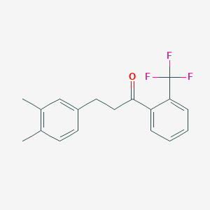 molecular formula C18H17F3O B1343512 3-(3,4-Dimethylphenyl)-1-[2-(trifluoromethyl)phenyl]propan-1-one CAS No. 898779-61-8