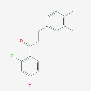 B1343515 2'-Chloro-3-(3,4-dimethylphenyl)-4'-fluoropropiophenone CAS No. 898779-69-6