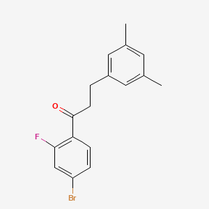 B1343516 4'-Bromo-3-(3,5-dimethylphenyl)-2'-fluoropropiophenone CAS No. 898780-90-0