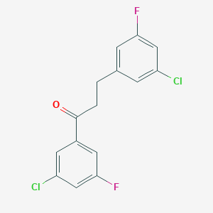 molecular formula C15H10Cl2F2O B1343522 3'-CHLORO-3-(3-CHLORO-5-FLUOROPHENYL)-5'-FLUOROPROPIOPHENONE CAS No. 898751-16-1
