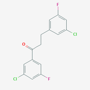 molecular formula C15H10Cl2F2O B1343522 1,3-双(3-氯-5-氟苯基)丙-1-酮 CAS No. 898751-16-1