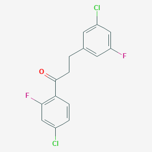 molecular formula C15H10Cl2F2O B1343523 4'-氯-3-(3-氯-5-氟苯基)-2'-氟丙酮 CAS No. 898751-20-7