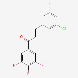 molecular formula C15H9ClF4O B1343524 3-(3-Chloro-5-fluorophenyl)-3',4',5'-trifluoropropiophenone CAS No. 898751-56-9