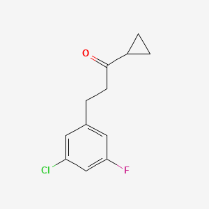 molecular formula C12H12ClFO B1343525 2-(3-Chloro-5-fluorophenyl)ethyl cyclopropyl ketone CAS No. 898751-64-9