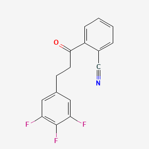 molecular formula C16H10F3NO B1343526 2'-Cyano-3-(3,4,5-trifluorophenyl)propiophenone CAS No. 898777-70-3