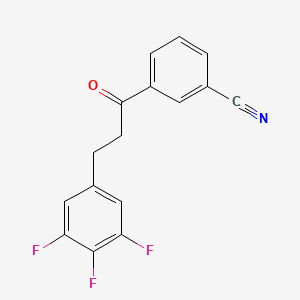 molecular formula C16H10F3NO B1343527 3'-CYANO-3-(3,4,5-TRIFLUOROPHENYL)PROPIOPHENONE CAS No. 898777-72-5