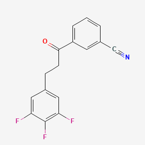 molecular formula C16H10F3NO B1343527 3-[3-(3,4,5-三氟苯基)丙酰基]苯甲腈 CAS No. 898777-72-5