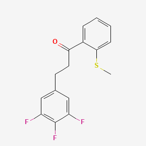 molecular formula C16H13F3OS B1343528 2'-Thiomethyl-3-(3,4,5-trifluorophenyl)propiophenone CAS No. 898777-82-7