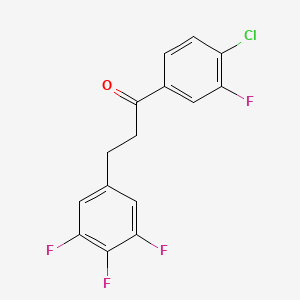 molecular formula C15H9ClF4O B1343532 1-(4-Chloro-3-fluorophenyl)-3-(3,4,5-trifluorophenyl)propan-1-one CAS No. 898778-18-2