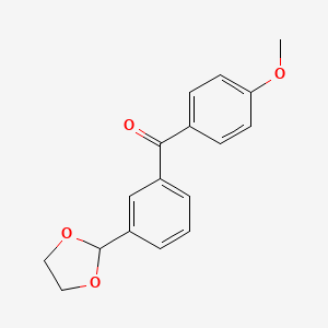 molecular formula C17H16O4 B1343535 3-(1,3-Dioxolan-2-YL)-4'-methoxybenzophenone CAS No. 898778-91-1