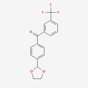 molecular formula C17H13F3O3 B1343537 4'-(1,3-Dioxolan-2-YL)-3-trifluoromethylbenzophenone CAS No. 898760-52-6