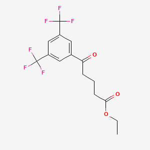 molecular formula C15H14F6O3 B1343563 Ethyl 5-(3,5-ditrifluoromethylphenyl)-5-oxovalerate CAS No. 898792-94-4