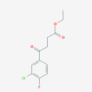 molecular formula C12H12ClFO3 B1343598 Ethyl 4-(3-chloro-4-fluorophenyl)-4-oxobutanoate CAS No. 951890-03-2