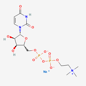 molecular formula C14H24N3NaO12P2 B13435989 sodium;[[(2R,3S,4R,5R)-5-(2,4-dioxopyrimidin-1-yl)-3,4-dihydroxyoxolan-2-yl]methoxy-oxidophosphoryl] 2-(trimethylazaniumyl)ethyl phosphate CAS No. 1772607-47-2